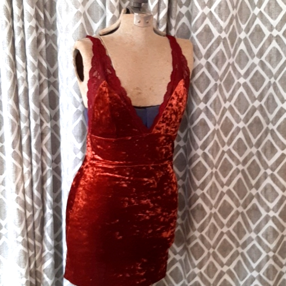 Elegant Velvet Burgundy Slip Dress